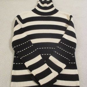 Liz Claiborne Black & White Striped Sweater Size L